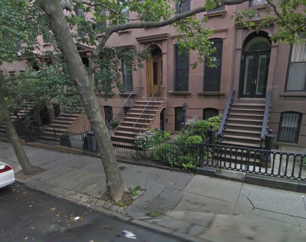 2009 Google Maps street view of sidewalk at 43 Sterling Place, via LPC proposal